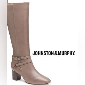 NWOB $358 Johnston and Murphy the Rleanor Knee High Taupe Leather Boots